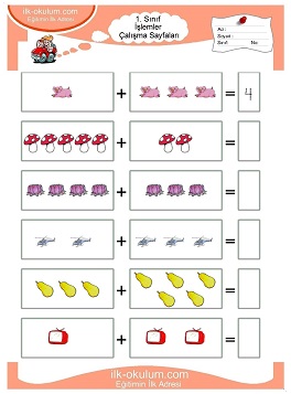 Çocuklar İçin toplam işlemi yaprak testleri 